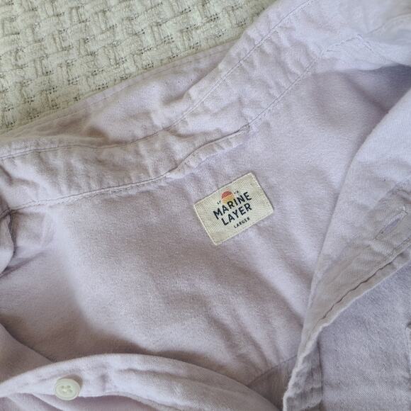 Marine Layer Augusta Button Down Light Purple Shirt Women's Size L - Picture 3 of 8
